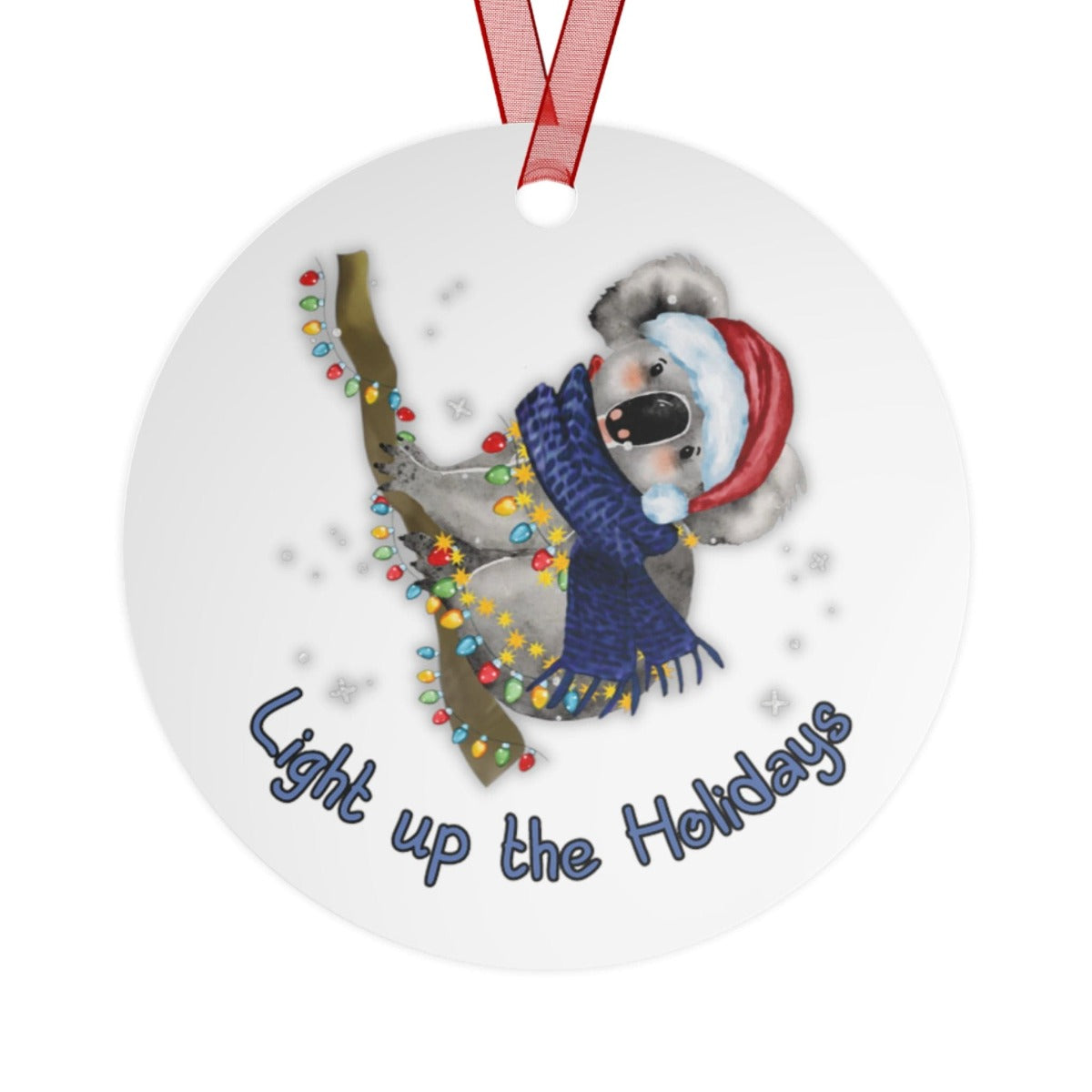 Printify Home Decor Round / One Size Christmas Ornament, Koala Christmas Ornament, Koala Gift, Australian Christmas, Custom Ornament, Christmas Gift 23331498325129200925